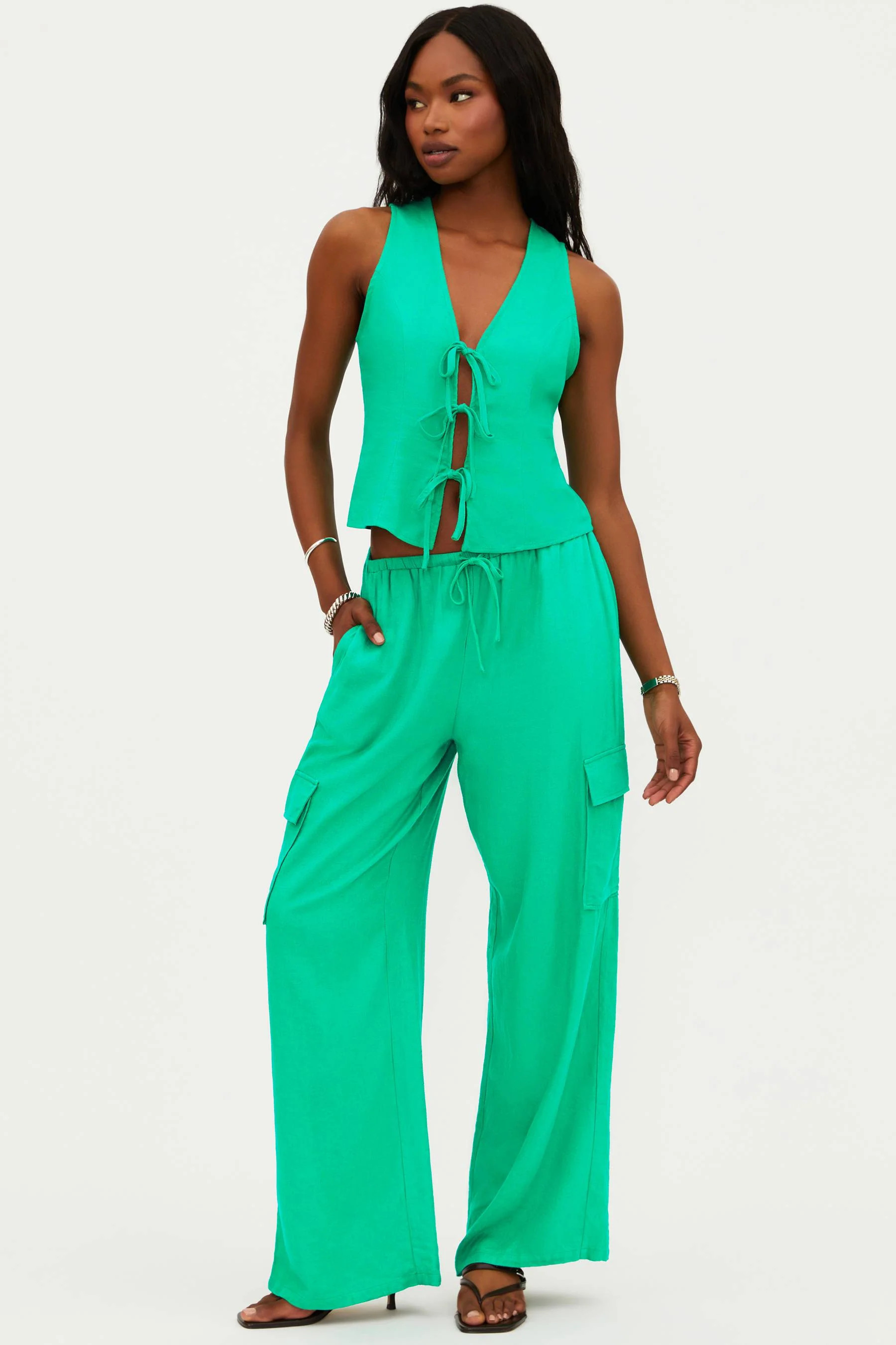 Amara Pant Mediterranean Mint | Linen Cargo Pant | Beah Riot | Beach Riot