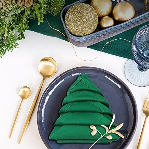 Forest Green Cloth Napkins Set of 12, 100% Cotton, Dinner Decor for Table Setting .Washable, Thic... | Amazon (US)