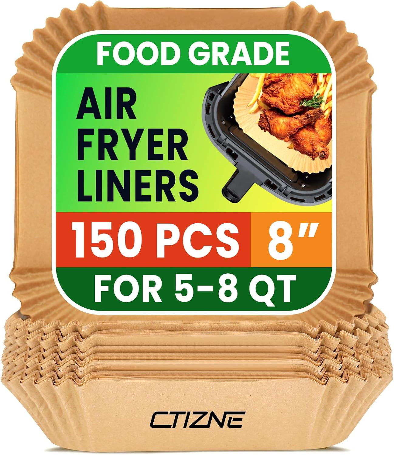 Air Fryer Liners Disposable, 150Pcs Parchment Paper 8" Square for 5-8QT | Amazon (US)
