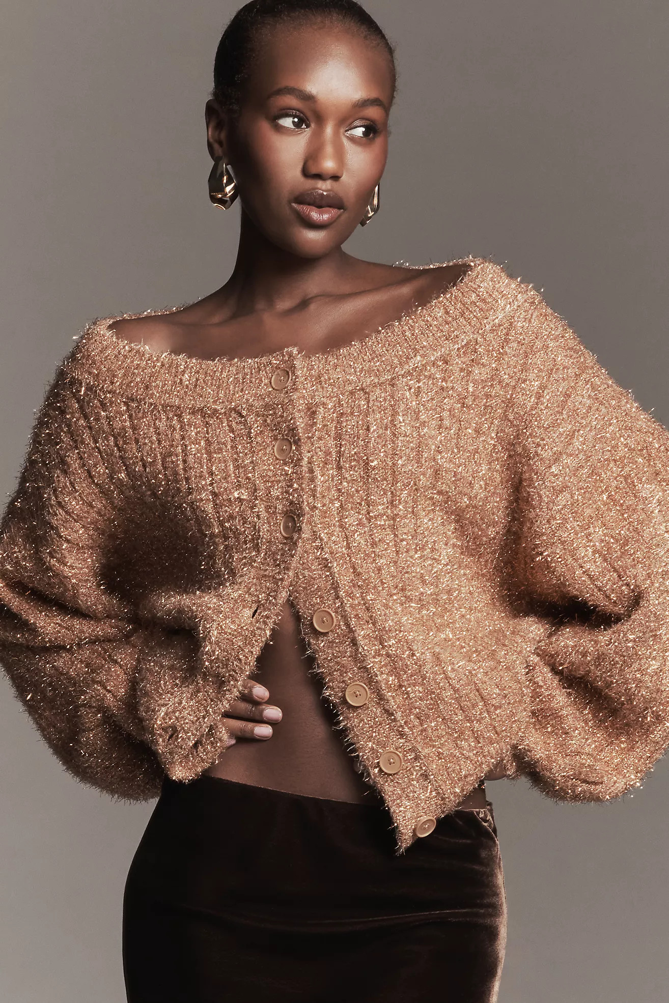 By Anthropologie Boat-Neck Tinsel Cardigan Sweater | Anthropologie (US)