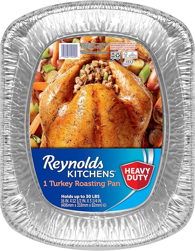 Reynolds Kitchens Turkey Size Roaster Pan, Holds Up to 30lbs, 1 Count | Amazon (US)