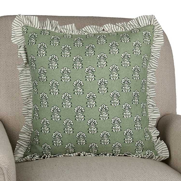 Sage Millie Floral Ruffle Pillow | Kirklands