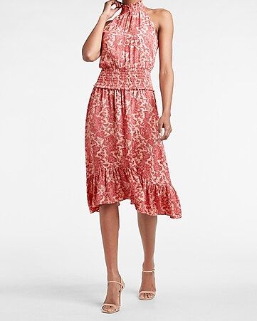 Tiered Halter Neck Midi Dress | Express