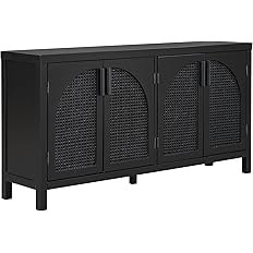 Buffet Sideboard Cabinets with Artificial Rattan Door, Metal Handles, Modern Luxury Freestanding ... | Amazon (US)