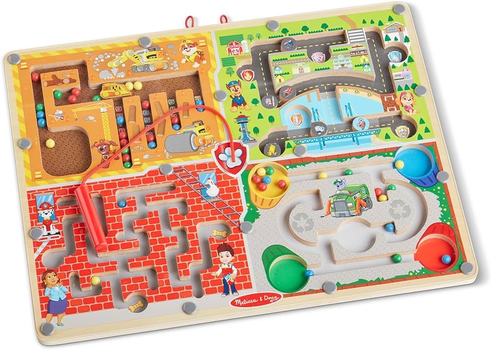 Melissa & Doug PAW Patrol Wooden 4-in-1 Magnetic Wand Maze Board - Activity Game, Travel Toys For... | Amazon (US)