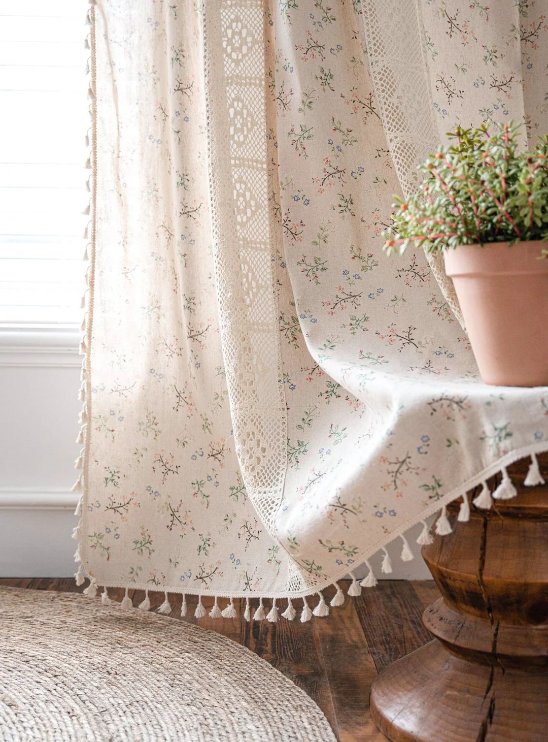 Crochet Splicing Boho Curtain Bedroom Curtain Translucent - Etsy | Etsy (US)