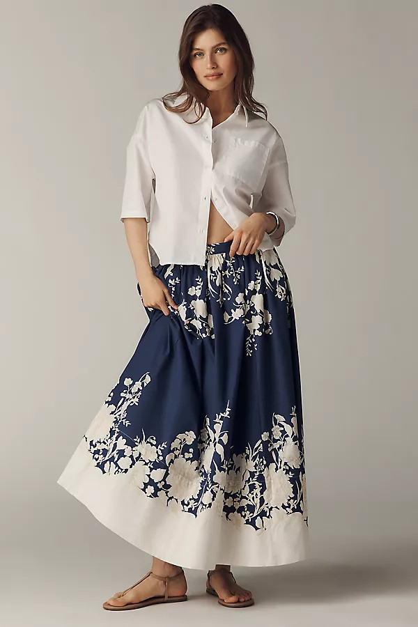 Jacie Poplin Printed Maxi Skirt by Maeve | Anthropologie (US)