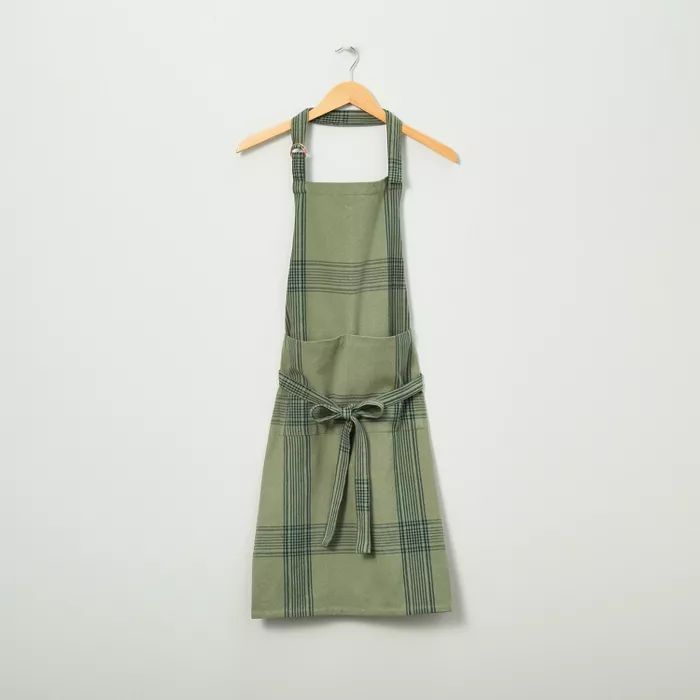 Woven Plaid Adult Apron Green/Blue - Hearth & Hand™ with Magnolia | Target