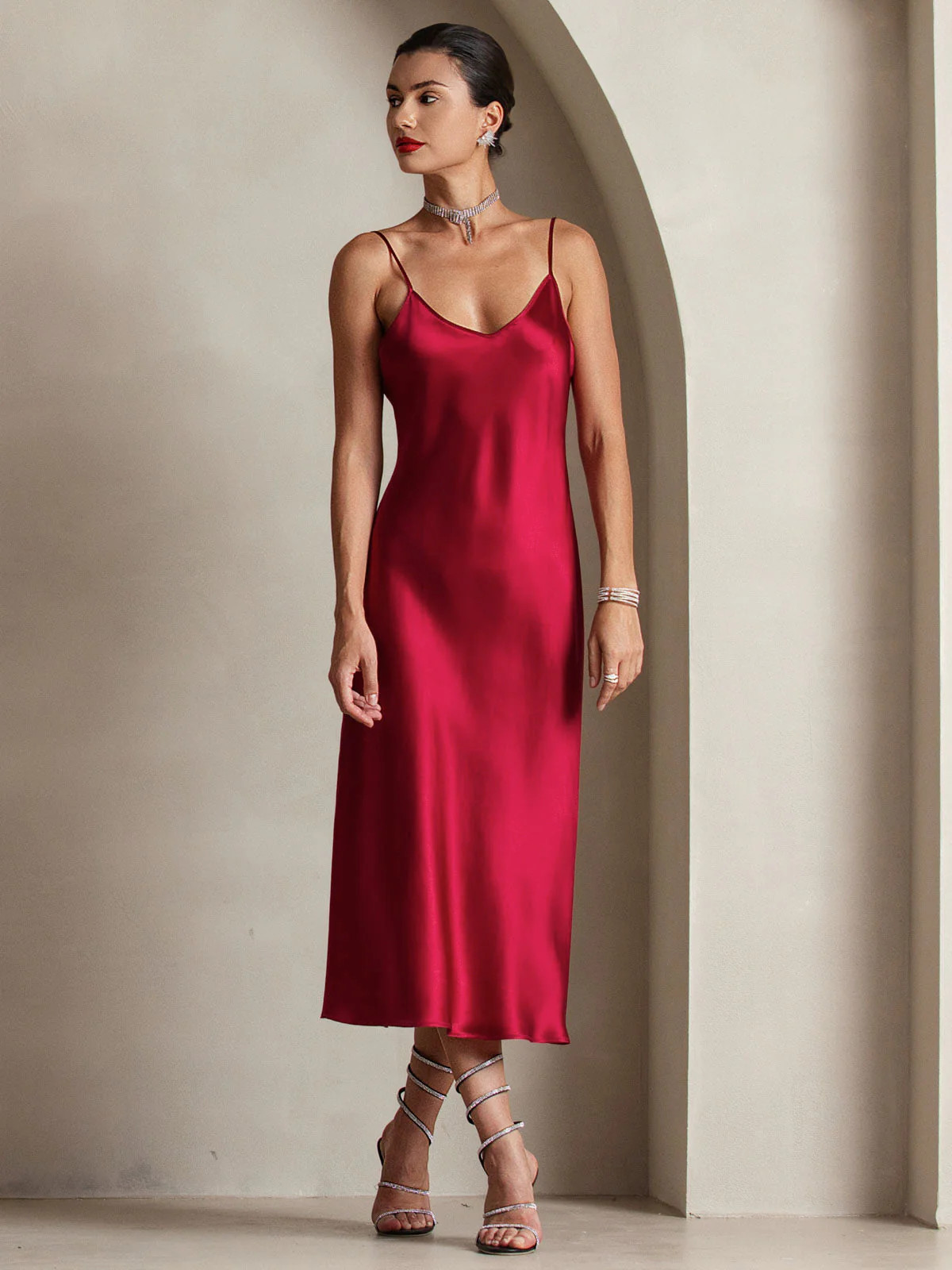 Spaghetti Strap Long Silk Dress | SilkSilky