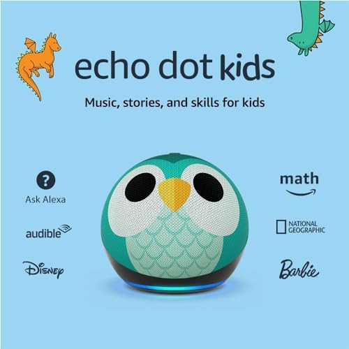 Echo Dot (5th Gen, 2022 release) Kids | Designed for kids, with parental controls | Owl | Amazon (US)