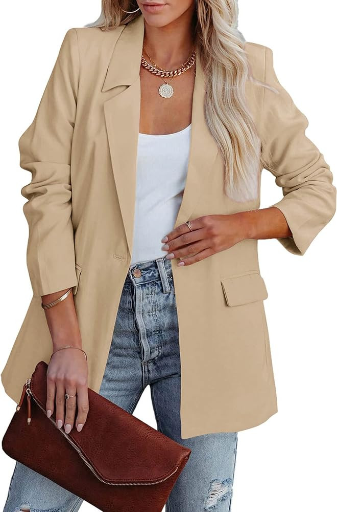 PRETTYGARDEN Women's Casual Blazers Long Sleeve Open Front Button Work Office Blazer Jackets with... | Amazon (US)