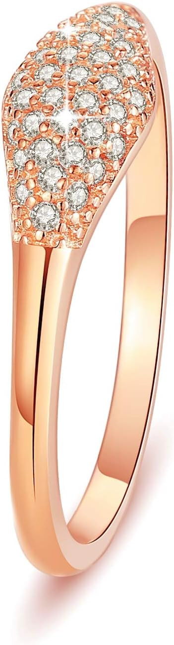 wowshow Cubic Zirconia Dome Ring Rose Gold Plated Statement Dome Gold Ring for Women Size 7 | Amazon (US)