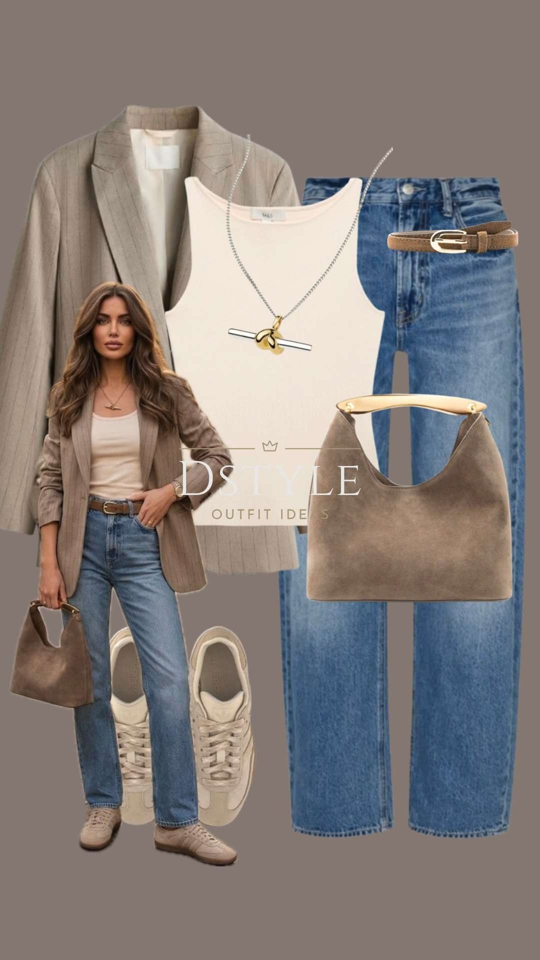 My Most-Worn Suede Bag 🤎✨
If there is one investment piece I reach for more than any other, it’s this taupe suede hobo bag. With its unique gold handle and perfect neutral tone, it’s officially my most-worn accessory. It adds an instant "cool girl" touch to a classic blazer and jeans combo, making it a true wardrobe staple.

Shop the Look:

The Hero Piece: My favorite taupe suede bag with gold hardware—an absolute must-have.

The Blazer: Oversized pinstripe blazer in a soft mushroom hue.

The Basics: A clean cream tank tucked into classic mid-wash straight-leg denim.

The Shoes: Monochromatic Adidas Sambas in sand for a polished sporty finish.

tags: Suede hobo bag, pinstripe blazer outfit, neutral street style, Adidas Samba sand, capsule wardrobe favorites, quiet luxury style, spring outfit ideas. 

 

#LTKootd #LTKWorkwear