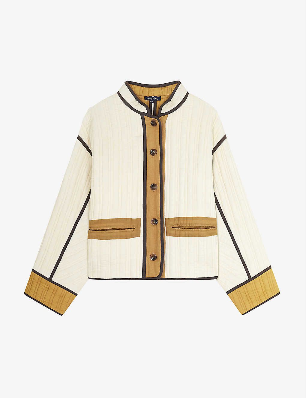 Patchouli contrast-piping cotton jacket | Selfridges