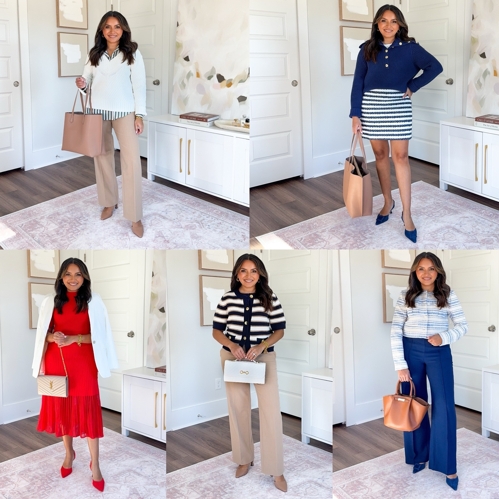 For reference: I’m 5’0, 32b bra size, and 2/26 in bottoms, pear shaped.

Green stripe button down size xs petite TTS
White vneck sweater size xs petite TTS
Tan pants size 2 petite TTS
Tan heels size 5 TTS

Navy blue sweater size xs petite TTS
Navy blue stripe twee sweater size 2 petite TTS 
Navy blue heels size 5 TTS

Red dress size xs petite TTS
Red heels size 5 TTS
White blazer size 0 petite TTS

Stripe sweater cardigan size xxs regular  TTS
Tan pants size 2 petite TTS
Tan heels size 5 TTS

Blue stripe tweed crop jacket size 0 petite TTS
Navy textured pants size 2 petite TTS
Navy blue heels size 5 TTS


Office outfits
Workwear
Wear to work
Petite pants
Petite tops
Petite dress
Spring office outfits
Dress pants
Honeysweetpetite
Honey Sweet Petite 


#LTKPetite #LTKStyleTip #LTKWorkwear