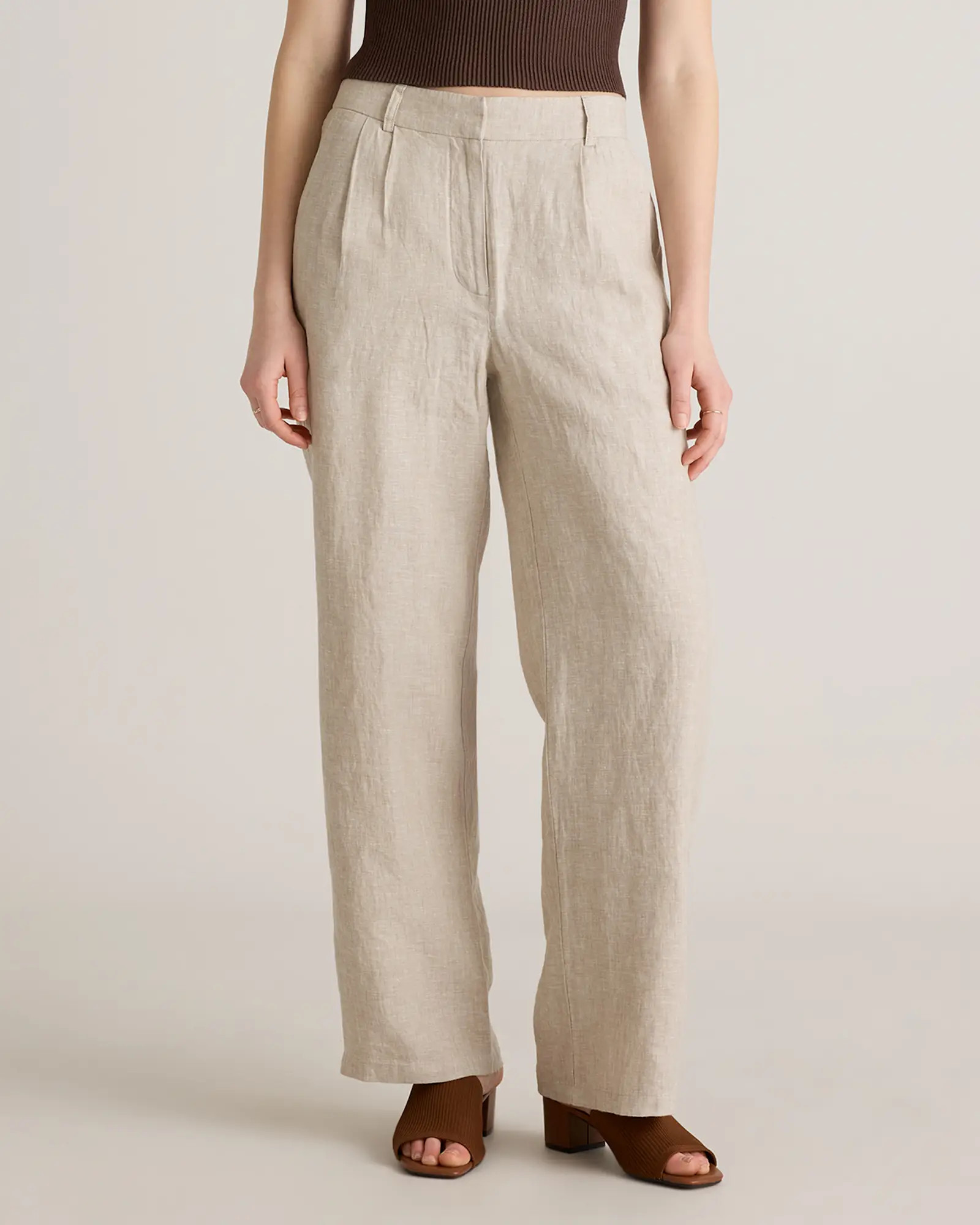 100% European Linen Pleated Trouser in Flax | Quince