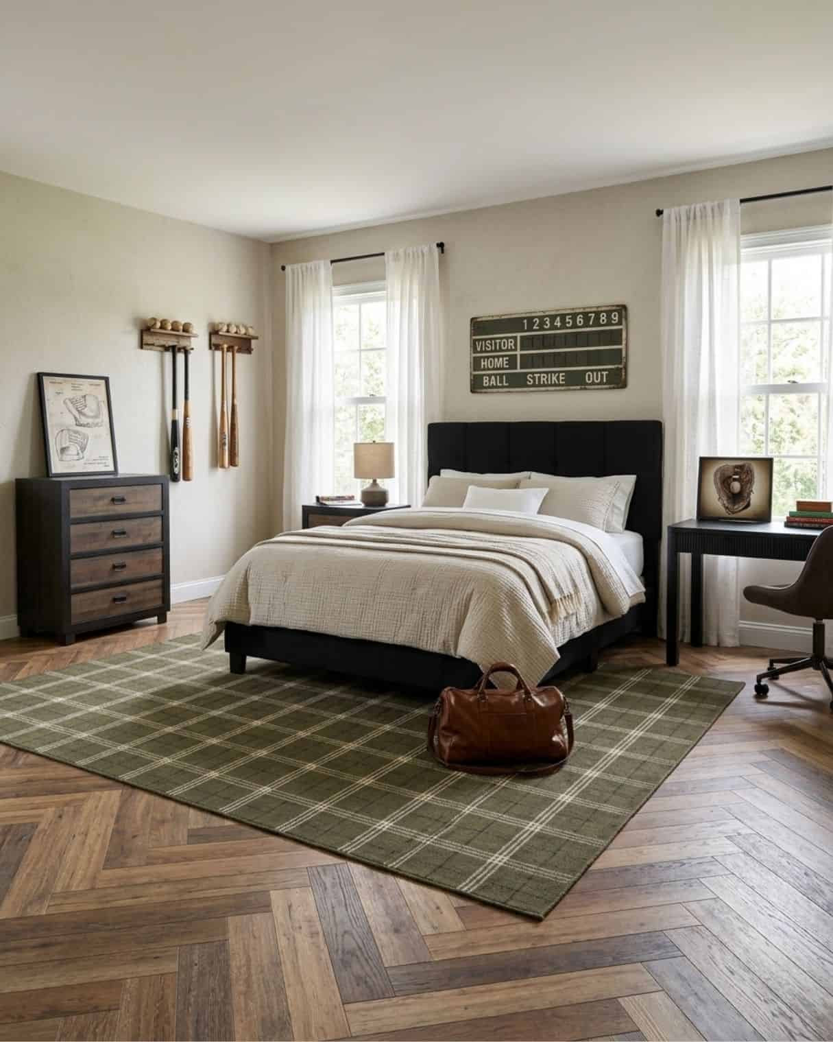 Black and Green Baseball Teenage Boy Bedroom Design

*Note: This is a digital room mockup showcasing product styling ideas from my room design mood board.

#LTKHome