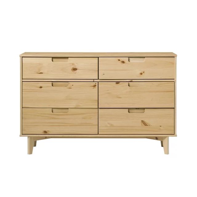 Walker Edison 6 - Drawer Groove Handle Solid Wood Dresser – Natural Pine | Walmart (US)