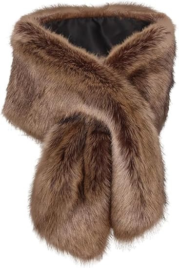 Women Faux Fur Shawl Classic Shawl Winter Neck Warmer Scarf Stole | Amazon (UK)