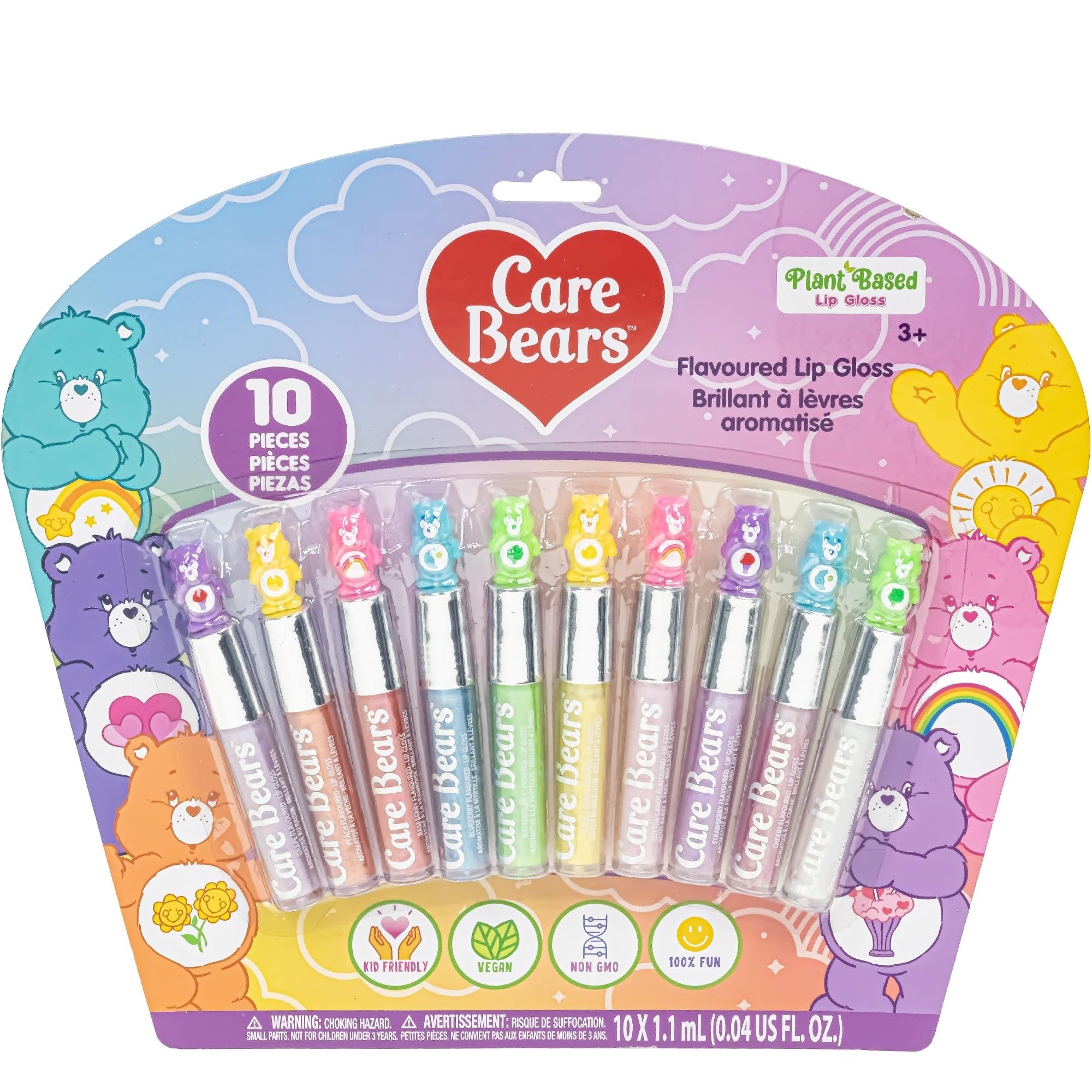 Townley Girl Care Bears 10 Piece Plant Based Lip Gloss, Girls Party Favors, First Makeup Set for ... | Walmart (US)