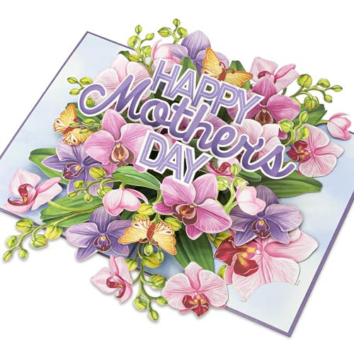 POPWOW Mothers Day Pop Up Cards, Happy Mother's day, Orchid, Butterfly, 3D Greeting Cards, Gift for Mom, Godmother, Stepmom, Sister, Mother in law, Wife, 5x7 - Includes Envelope And Message Note | Amazon (US)