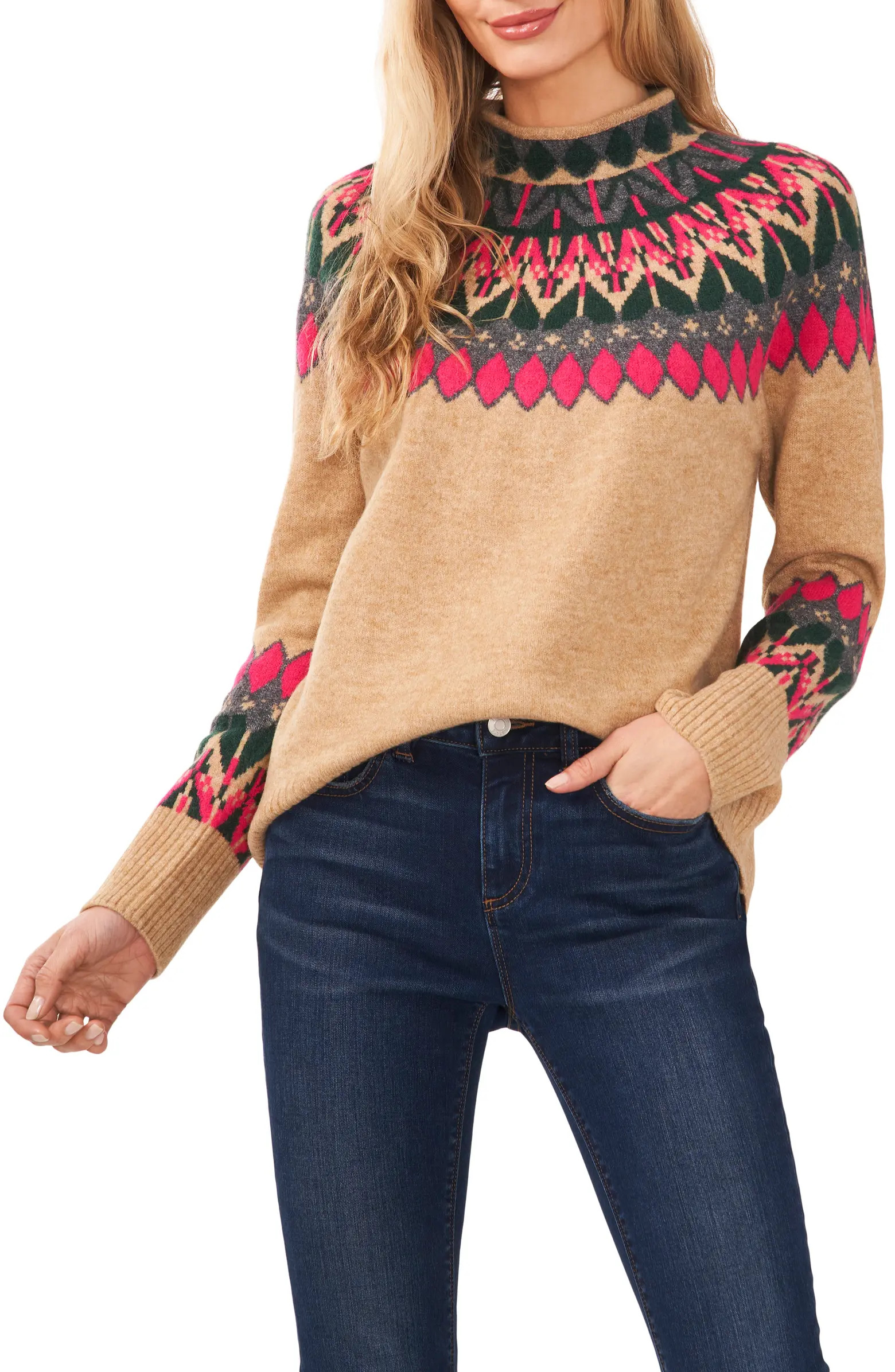 Fair Isle Funnel Neck Sweater | Nordstrom