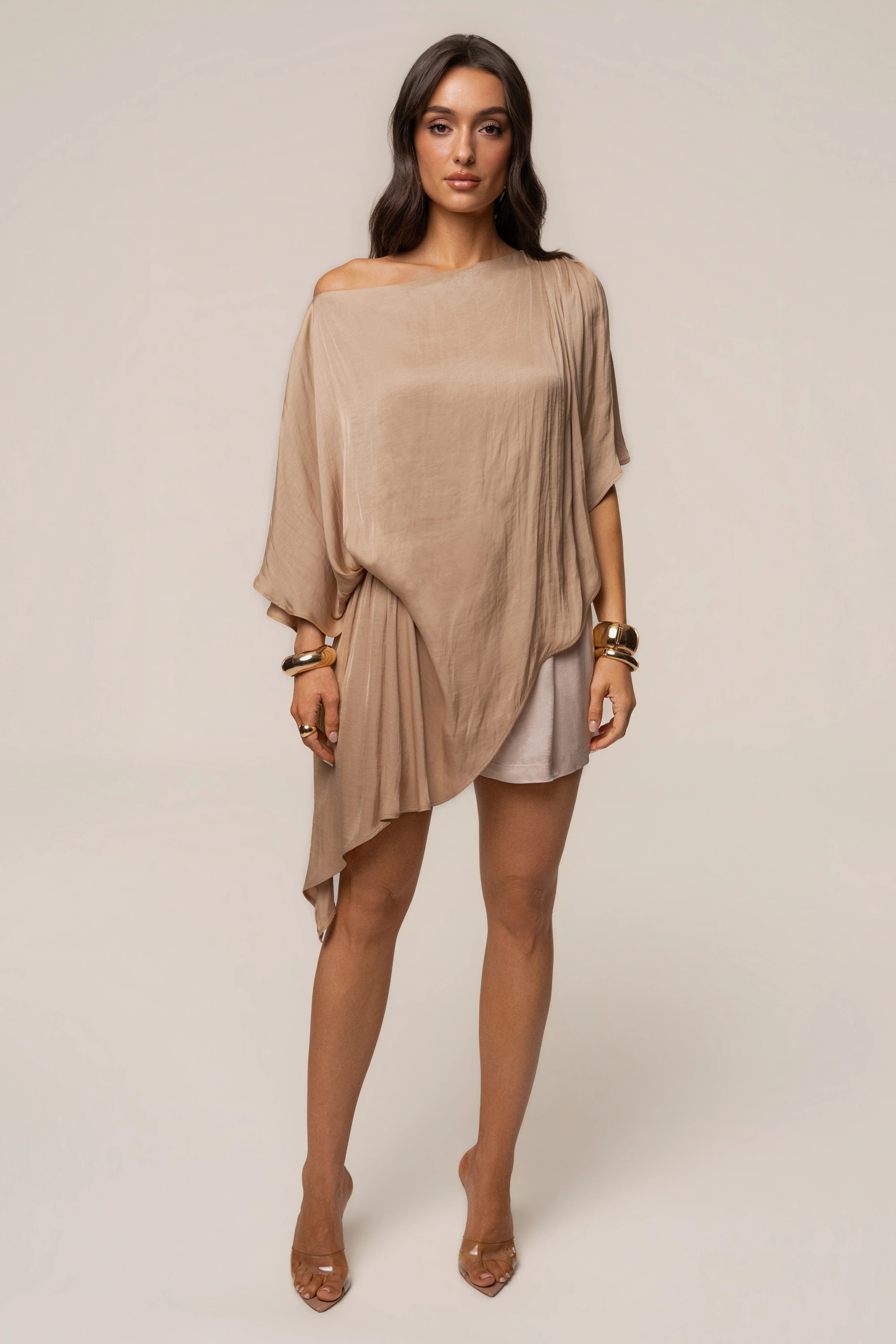 Tan Brisa One Shoulder Top | JLUXLABEL US