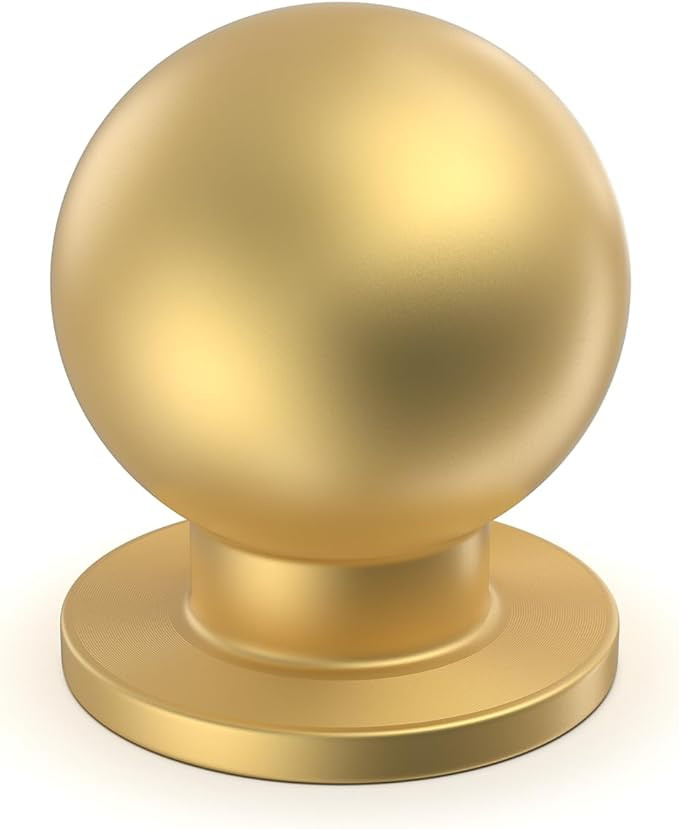 homdiy 10 Pack Brushed Gold Cabinet Knobs, Round Brushed Brass Cabinet Knobs Ball Gold Knobs Meta... | Amazon (US)