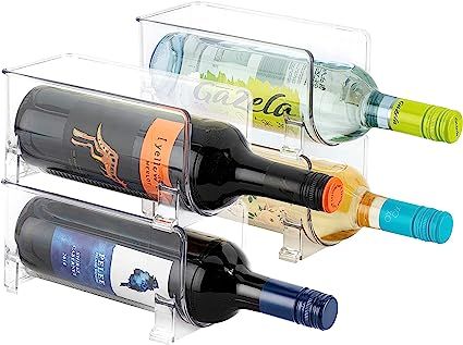 JINAMART Set of 4 Stackable Wine Storage Rack, Counter Top Wine Holder (Holds 4 Bottles) | Amazon (US)