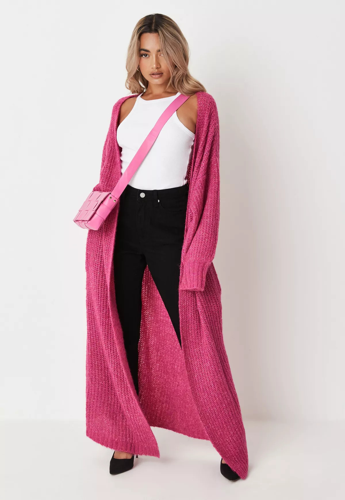 Missguided - Recycled Petite Pink Balloon Sleeve Maxi Knit Cardigan | Missguided (US & CA)