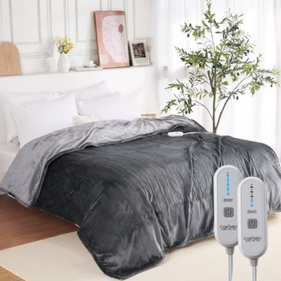 Electric Heated Blanket Queen, Soft Reversible Flannel Heated Blanket with 5 Heat Settings & Auto Shut-Off, 84"x90", Dark Grey/Light Grey | Target