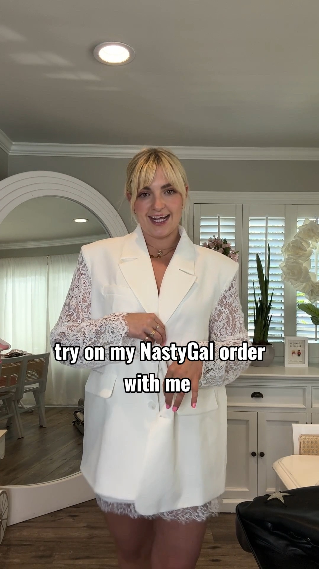 such a chic and cute look especially for spring! love this white lace set from nasty gal😍 #whitelace #blazer #skirt #matchingset #white #fashion #style #ootd #sale #tryonhaul 

#LTKstyletip #LTKworkwear #LTKsalealert