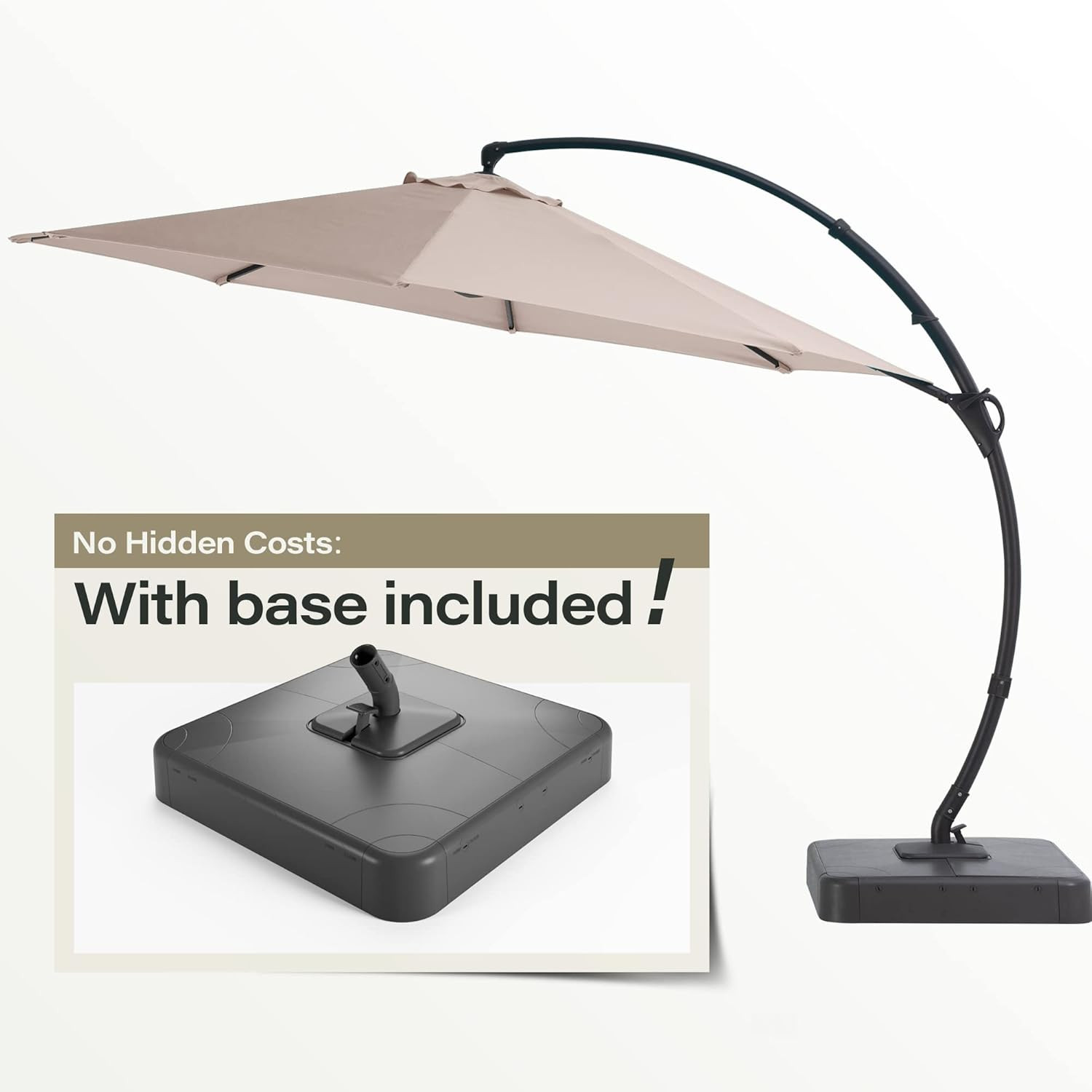 LAUSAINT HOME Outdoor Patio Umbrella with Base included, 11 FT Deluxe Curvy Cantilever Umbrella H... | Amazon (US)