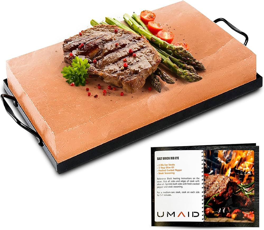 UMAID Himalayan Salt Cooking Block with Iron Tray (LARGE 12X8) | Amazon (US)