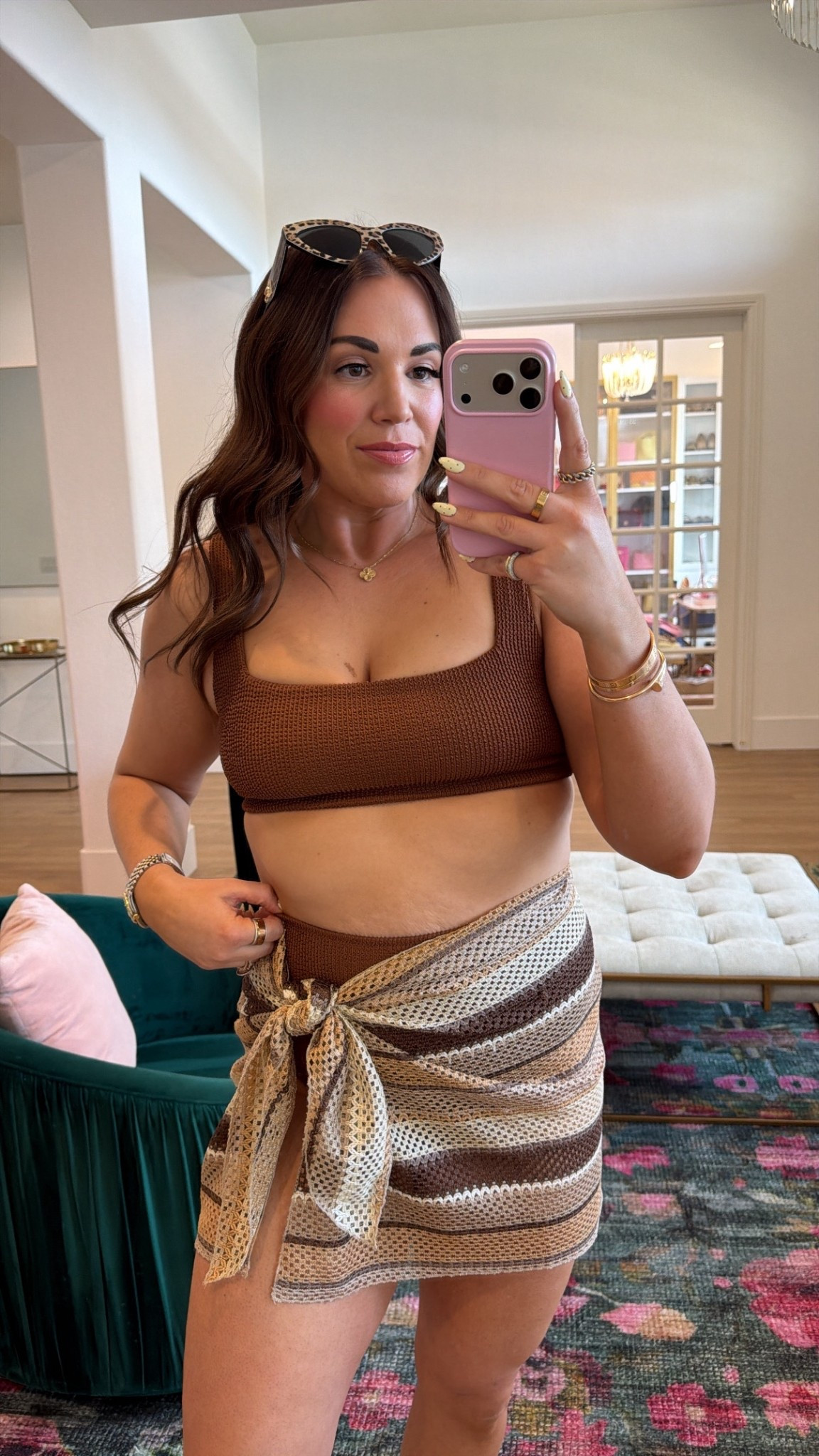curvy midsize swim look for spring break! in the size large in top and bottom chocolate brown scrunch! 🤎 in the l/xl in sarong 

#LTKSeasonal #LTKMidsize #LTKSwim