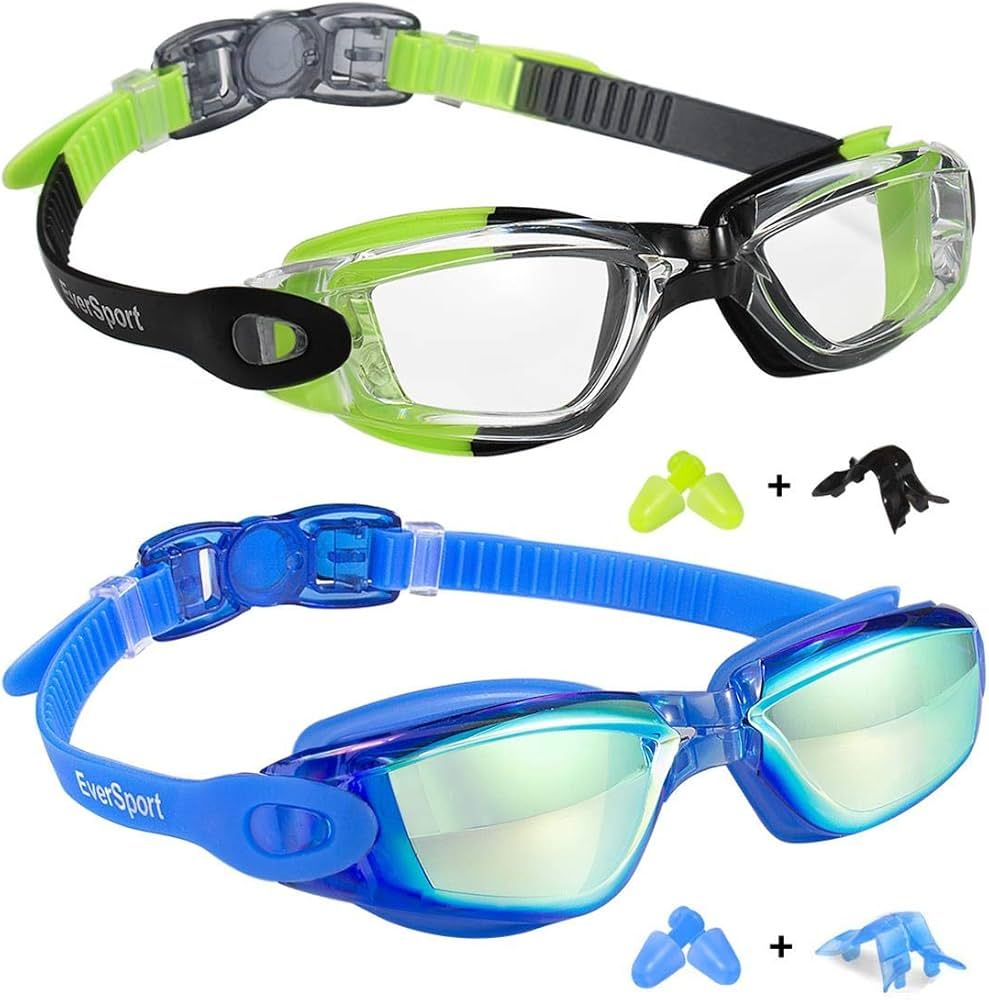 EverSport Kids Swim Goggles, Pack of 2 Swimming Goggles for Children Teens, Anti-Fog Anti-UV Yout... | Amazon (US)