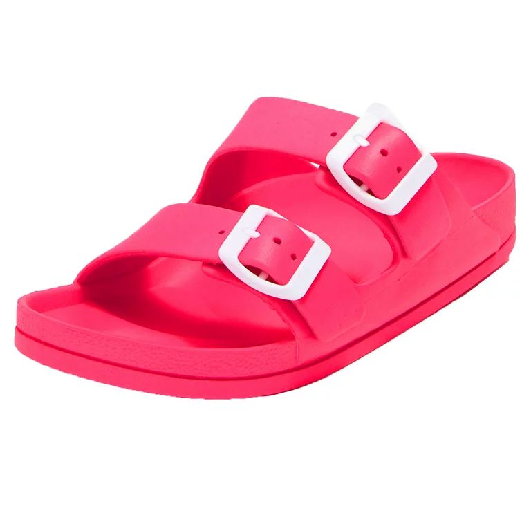 SNJ Women's Lightweight Comfort Soft Slides EVA Adjustable Double Buckle Flat Sandals | Walmart (US)