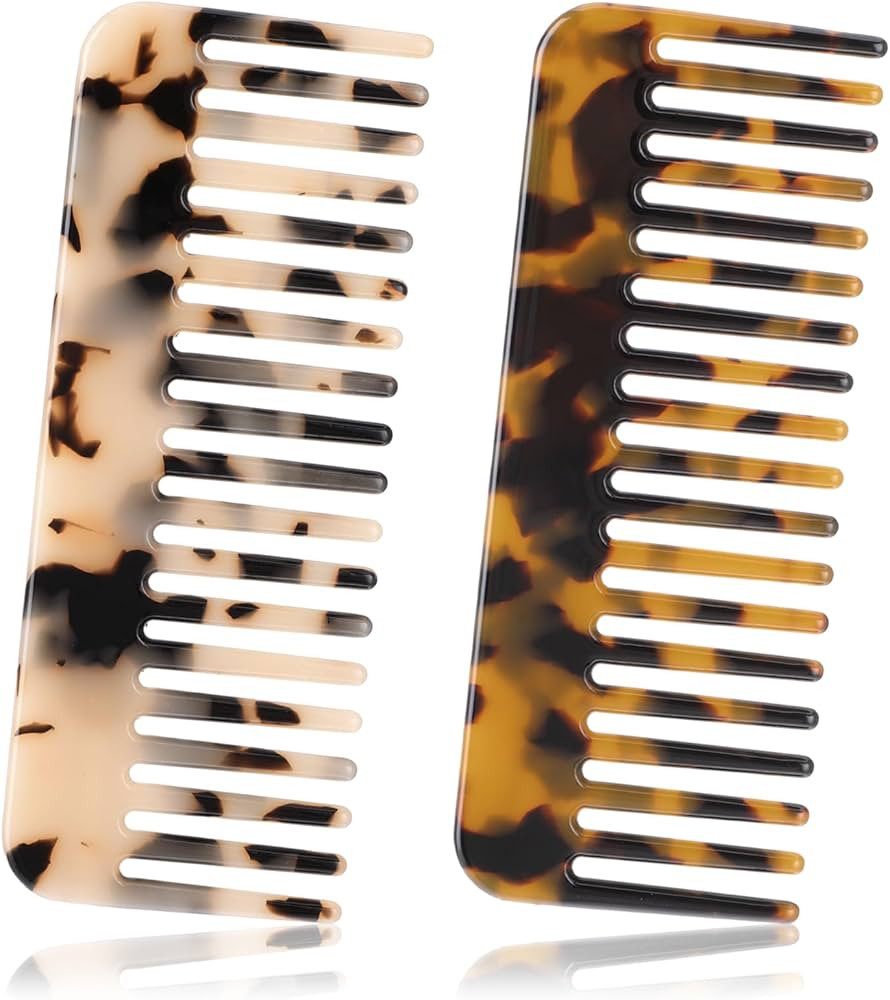 Large Wide Tooth Detangling Comb for Thick, Curly Wavy Hair - 2 Pack Acetate Detangler Comb for W... | Amazon (US)