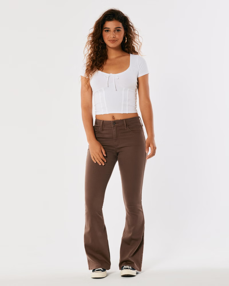 Women's High-Rise Brown Flare Jeans | Women's The Warehouse Sale Up to 70% Off | HollisterCo.com | Hollister (US)