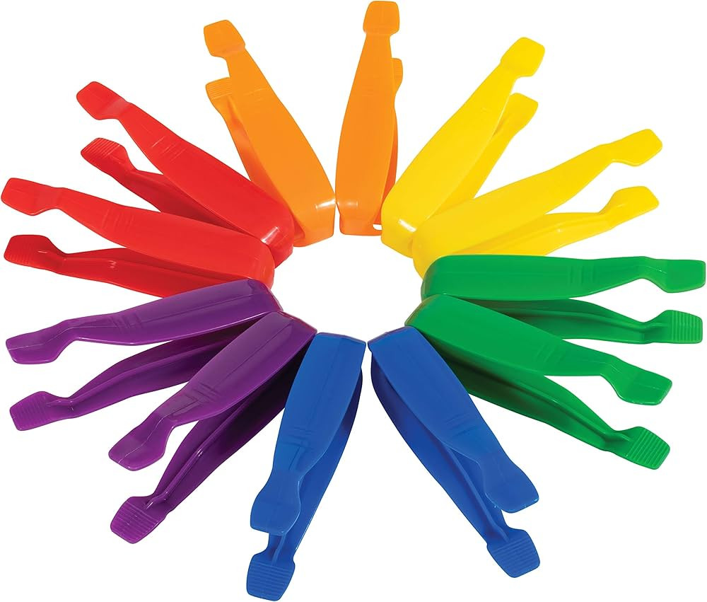 edxeducation Jumbo Tweezers - Set of 12 - For Ages 18m+ - 6 Colors - Plastic Toddler and Pre-Scho... | Amazon (US)