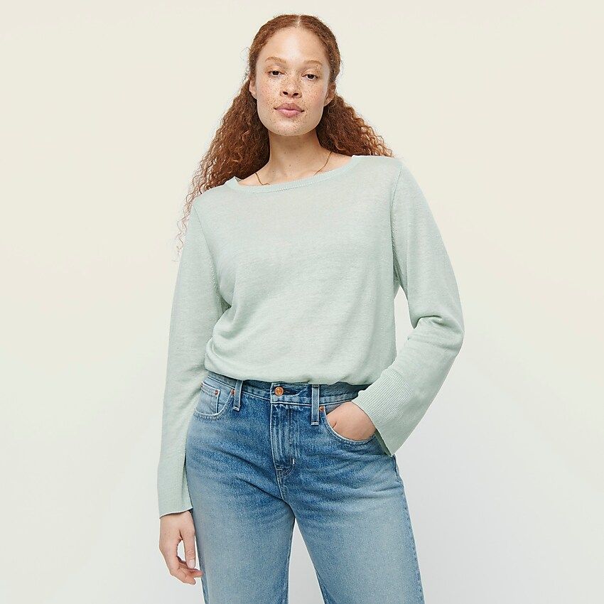 Relaxed-fit linen crewneck sweater | J.Crew US