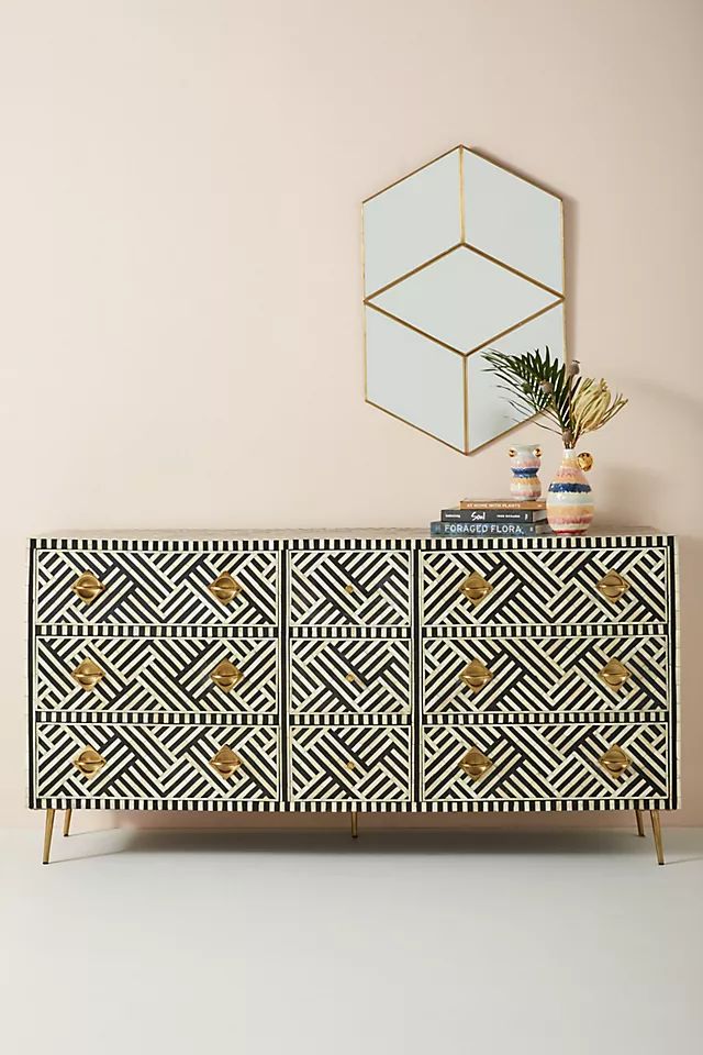 Optical Inlay Nine-Drawer Dresser | Anthropologie (US)