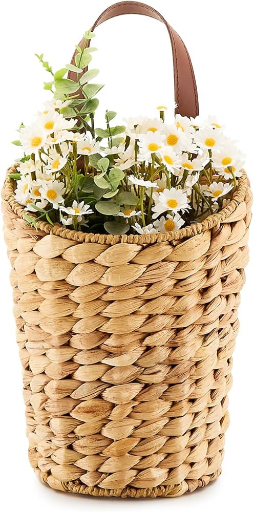 Handwoven Front Door Basket Water Hyacinth Wall Hanging Basket Decorative Boho Mounted Organizer ... | Amazon (US)