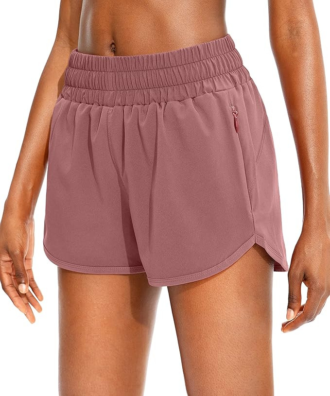 SANTINY Women's Running Shorts with Zip Pockets High Waisted Athletic Workout Gym Shorts for Wome... | Amazon (US)