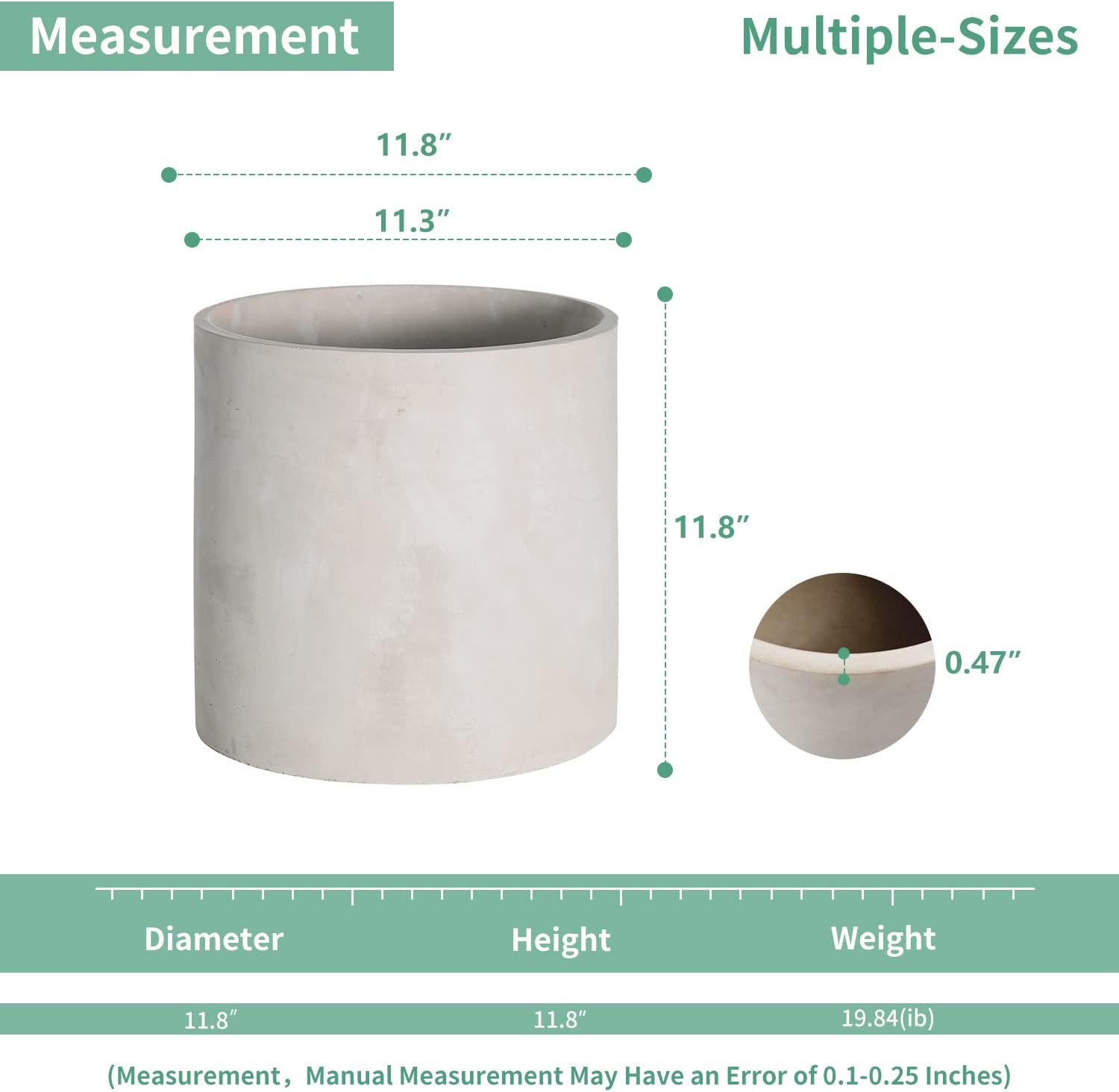 Mozing Cement Plant Pots Indoor - 12 inch Concrete Planter Pot for Planting - Modern Stone Clay F... | Amazon (US)