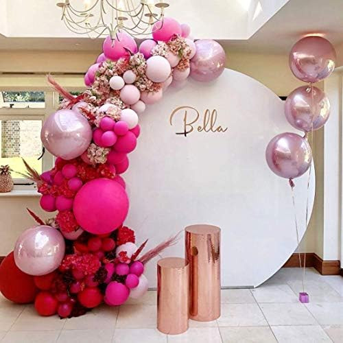 Macaron Rose Red Balloon Arch Garland Kit-Macaron Rose Red Balloon Pink Baloon Metallic Pink Balloon | Amazon (US)