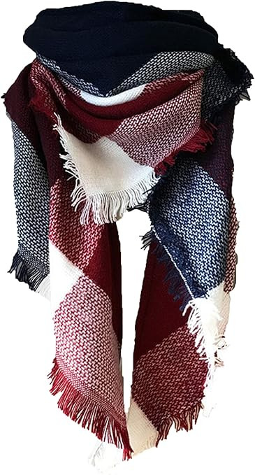 Wander Agio Womens Warm Long Shawl Winter Wraps Large Scarves Knit Cashmere Feel Plaid Triangle S... | Amazon (US)