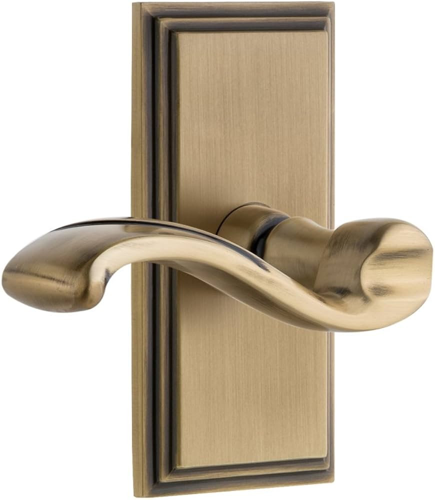 Grandeur 811107 Carre Plate Privacy with Portofino Lever in Vintage Brass, 2.375 Left-Handed | Amazon (US)