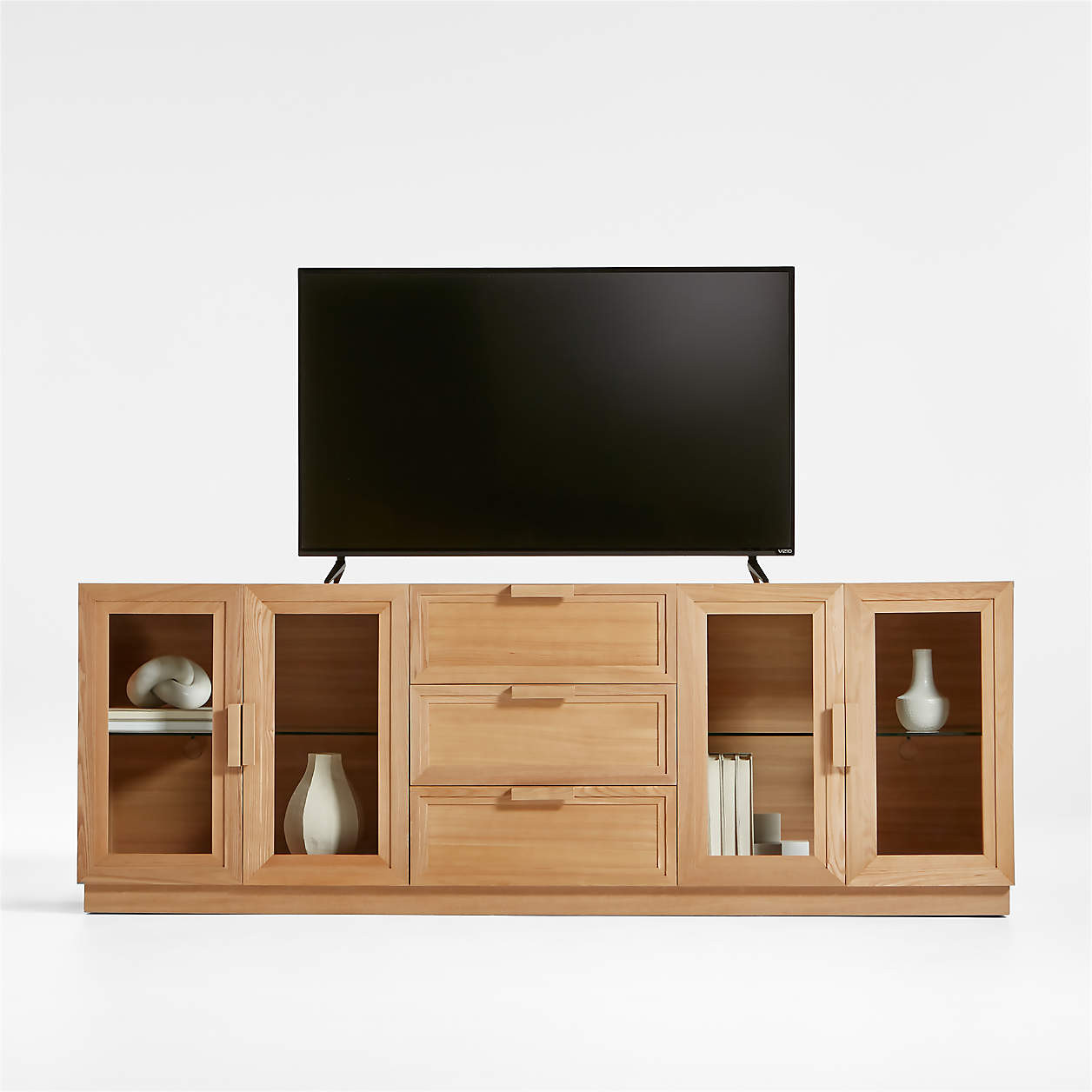 Calypso Natural 90" Media Console/TV Stand with Storage + Reviews | Crate & Barrel | Crate & Barrel