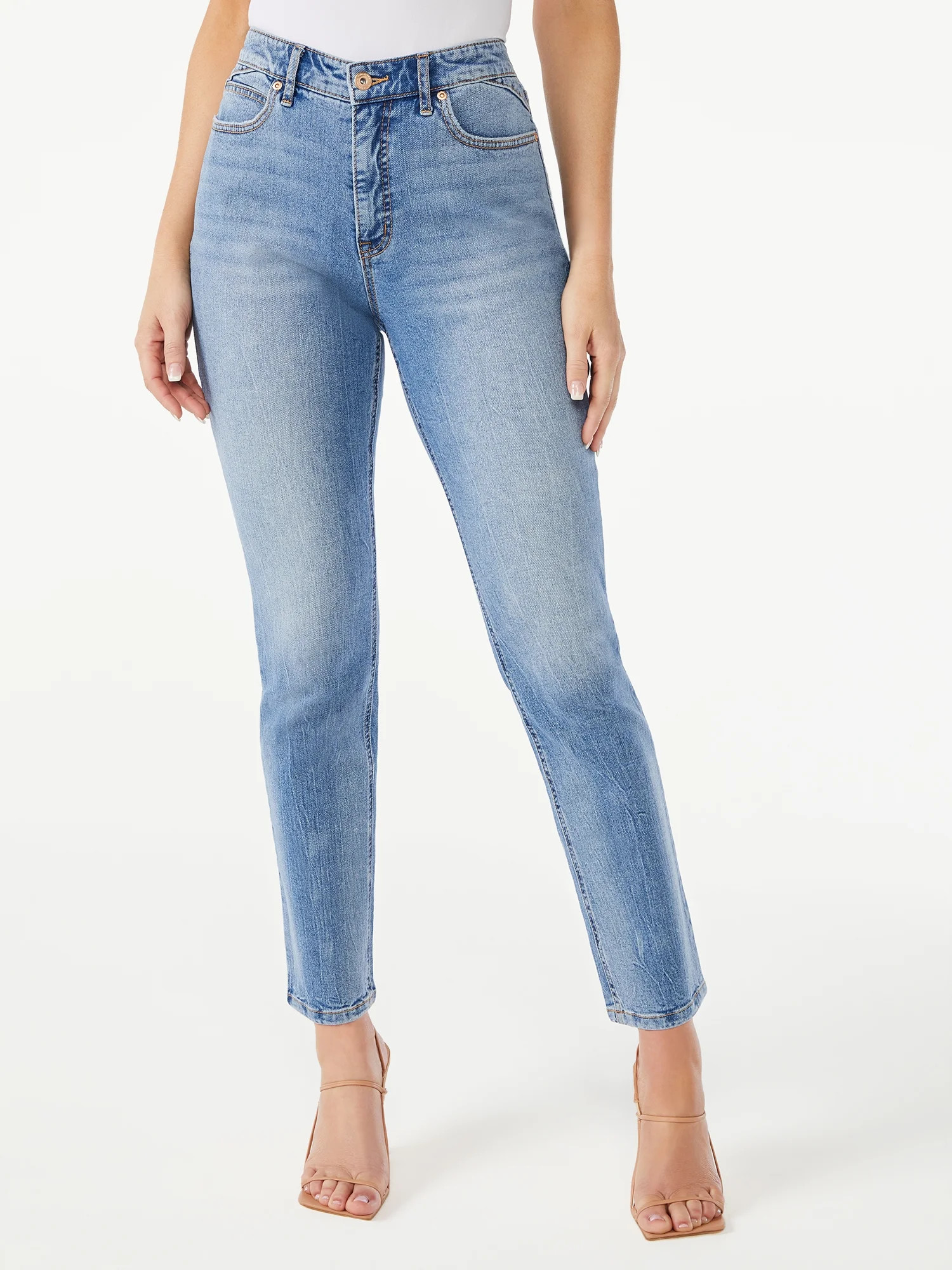 Sofia Jeans by Sofia Vergara Women's High-Rise Curvy Girlfriend Jeans - Walmart.com | Walmart (US)
